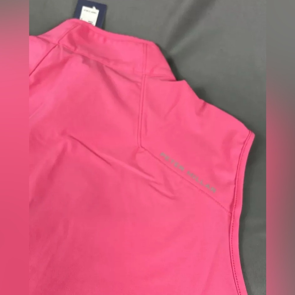 Peter Millar Golf Vest Crown Crafted 1/4 Zip XL Begonia Pink Polyester Spandex - Picture 6 of 7